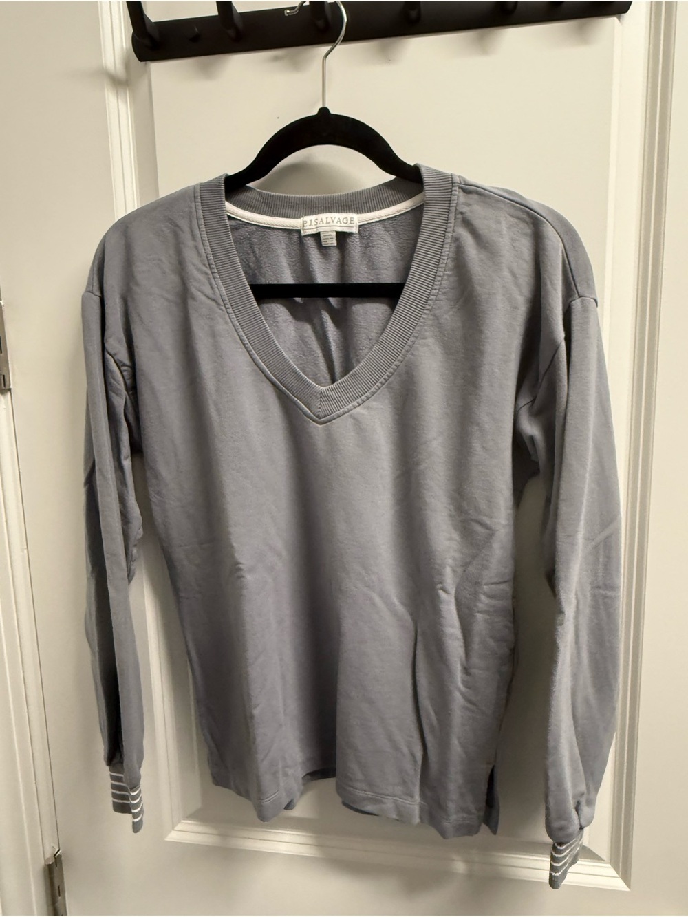 P.J. Salvage Light Gray Ribbed V‑Neck Pullover